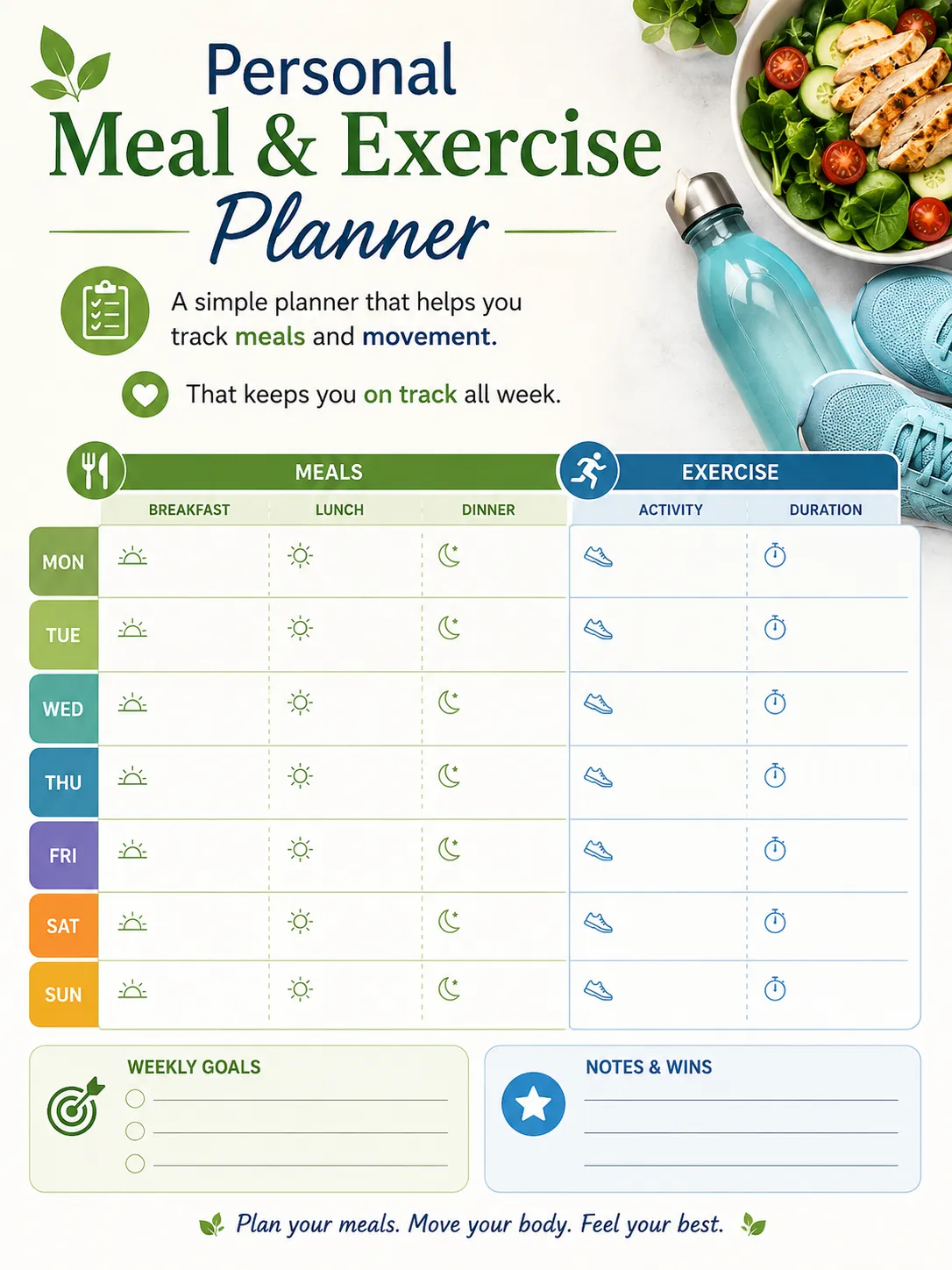 Meal and exercise planner bonus